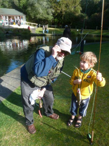 TNTC fish out day. Peter Baldwin  getting kids interested in fishing.