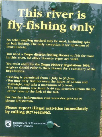 Fly fishing only sign