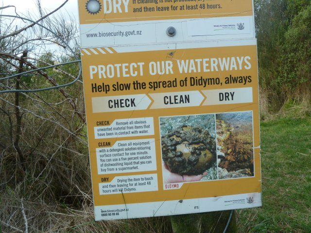 Didymo signage on the Tongriro River